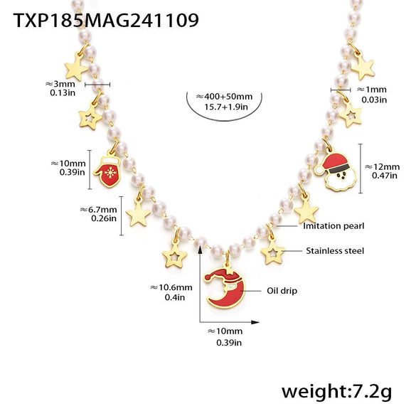 Women's Stainless Steel Electroplated Cartoon Pendant Necklace And Bracelet Jewelry Set With Fashion Design