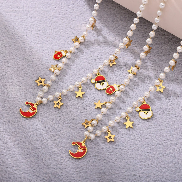 Women's Stainless Steel Electroplated Cartoon Pendant Necklace And Bracelet Jewelry Set With Fashion Design