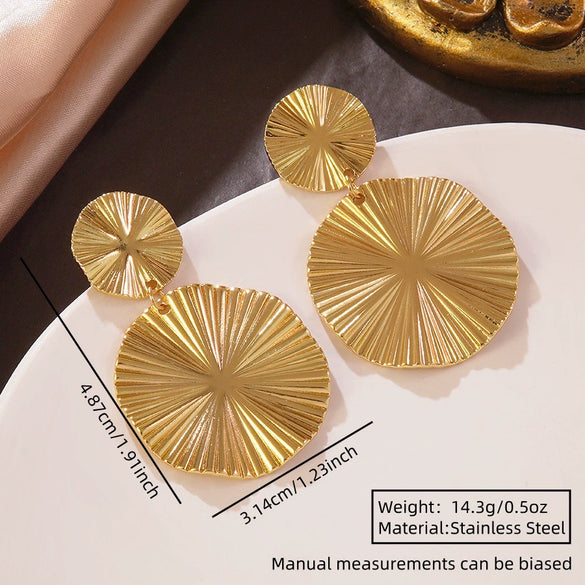 Women's Stainless Steel Electroplated Geometric Butterfly Flower Earrings With Diamond Accents Exaggerated Irregular Heart Shape Design