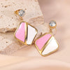 Women's Stainless Steel Electroplated Geometric Butterfly Flower Earrings With Diamond Accents Exaggerated Irregular Heart Shape Design