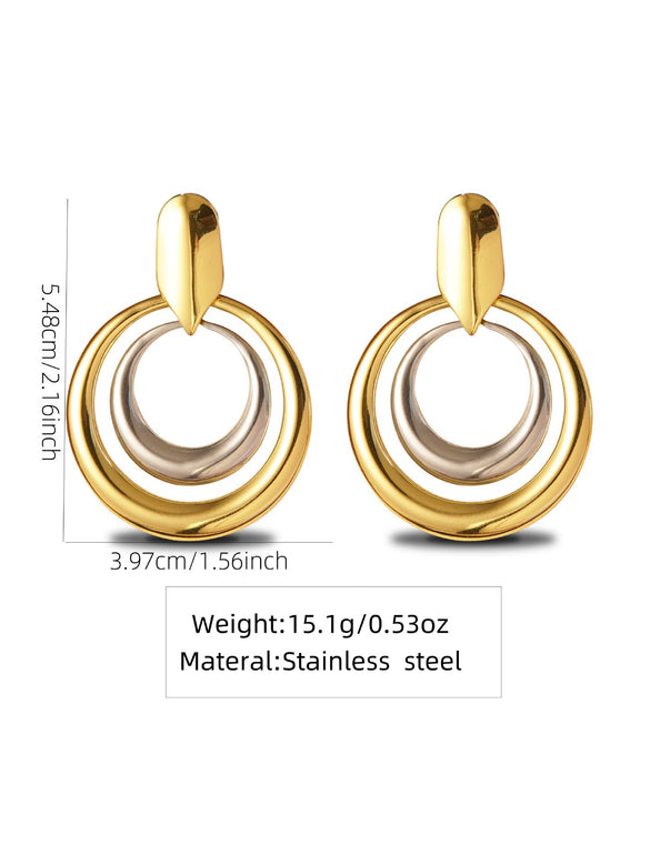 Women's Stainless Steel Electroplated Geometric Butterfly Flower Earrings With Diamond Accents Exaggerated Irregular Heart Shape Design