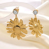 Women's Stainless Steel Electroplated Geometric Butterfly Flower Earrings With Diamond Accents Exaggerated Irregular Heart Shape Design