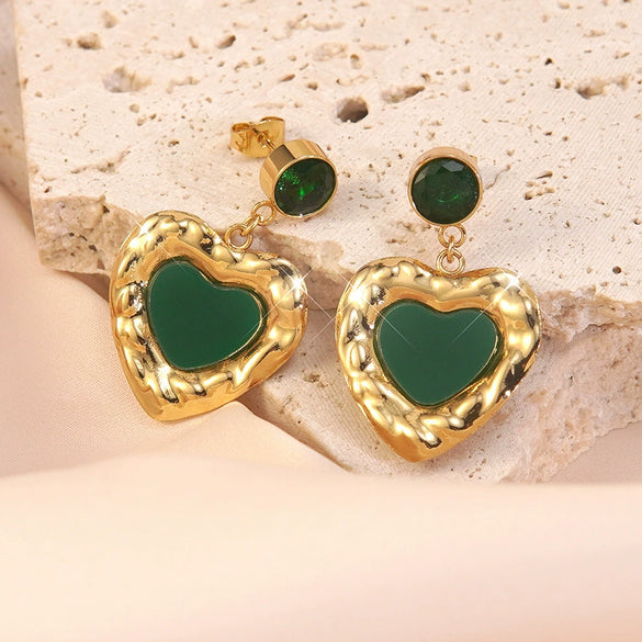 Women's Stainless Steel Electroplated Geometric Butterfly Flower Earrings With Diamond Accents Exaggerated Irregular Heart Shape Design