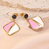 Women's Stainless Steel Electroplated Geometric Butterfly Flower Earrings With Diamond Accents Exaggerated Irregular Heart Shape Design