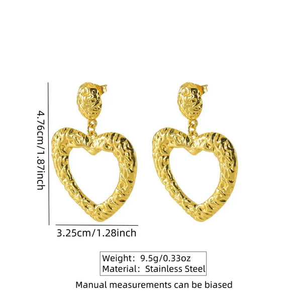 Women's Stainless Steel Electroplated Geometric Butterfly Flower Earrings With Diamond Accents Exaggerated Irregular Heart Shape Design