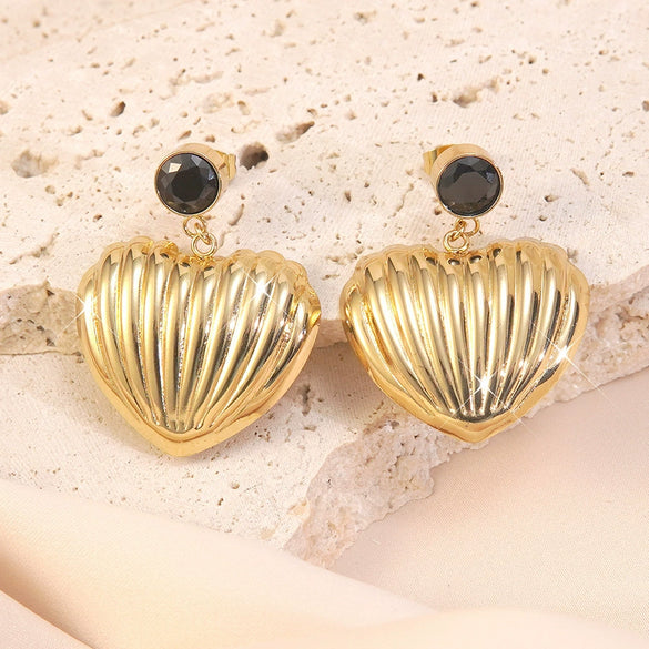 Women's Stainless Steel Electroplated Geometric Butterfly Flower Earrings With Diamond Accents Exaggerated Irregular Heart Shape Design