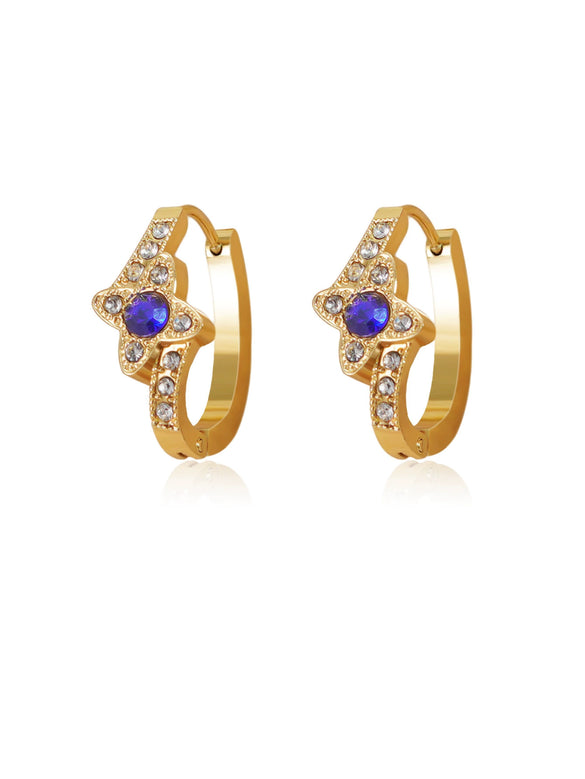 Women's Stainless Steel Electroplated Geometric Butterfly Flower Earrings With Diamond Accents Exaggerated Irregular Heart Shape Design