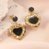 Women's Stainless Steel Electroplated Geometric Butterfly Flower Earrings With Diamond Accents Exaggerated Irregular Heart Shape Design