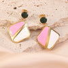 Women's Stainless Steel Electroplated Geometric Butterfly Flower Earrings With Diamond Accents Exaggerated Irregular Heart Shape Design
