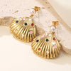 Women's Stainless Steel Electroplated Geometric Butterfly Flower Earrings With Diamond Accents Exaggerated Irregular Heart Shape Design