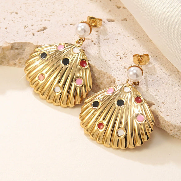 Women's Stainless Steel Electroplated Geometric Butterfly Flower Earrings With Diamond Accents Exaggerated Irregular Heart Shape Design