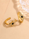 Women's Stainless Steel Electroplated Geometric Butterfly Flower Earrings With Diamond Accents Exaggerated Irregular Heart Shape Design