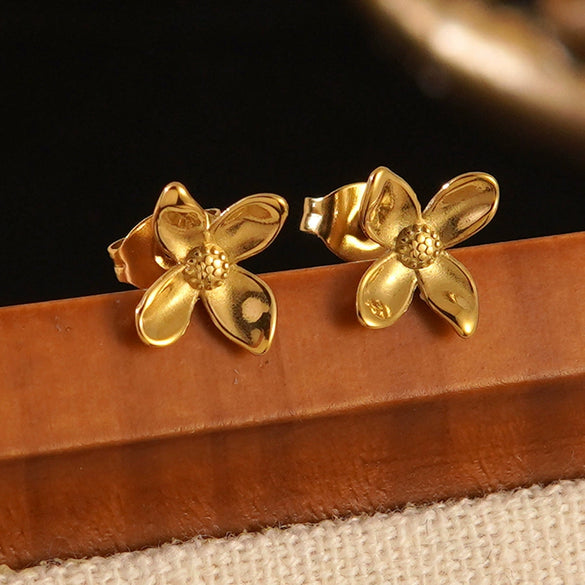 Women's Stainless Steel Electroplated Geometric Butterfly Flower Earrings With Diamond Accents Exaggerated Irregular Heart Shape Design