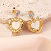 Women's Stainless Steel Electroplated Geometric Butterfly Flower Earrings With Diamond Accents Exaggerated Irregular Heart Shape Design