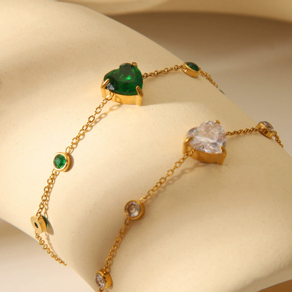 Women's Stainless Steel Electroplated Geometric Love Zircon Inlaid Bracelet