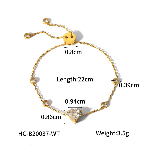 Women's Stainless Steel Electroplated Geometric Love Zircon Inlaid Bracelet