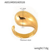 Women's Stainless Steel Electroplated Gold Exaggerated Water Dropper Open Ring With Geometric Design