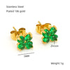 Women's 316L Stainless Steel Electroplated Inlaid Zircon Four Leaf Clover Earrings