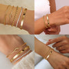 Women's Stainless Steel Electroplated Wide Brick Paper Chain Snake Chain Stacked Bracelet Set Fashion Personality Style