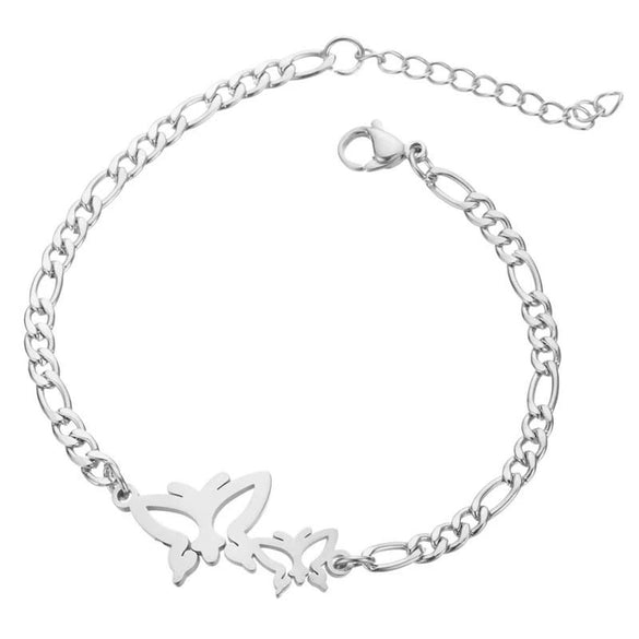 Women's Stainless Steel Elephant And Hollow Butterfly Bracelet With Electroplated Finish Cute Animal Jewelry