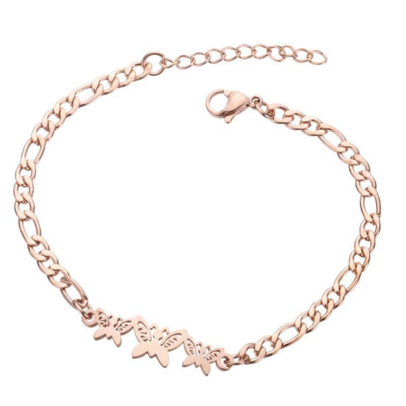 Women's Stainless Steel Elephant And Hollow Butterfly Bracelet With Electroplated Finish Cute Animal Jewelry