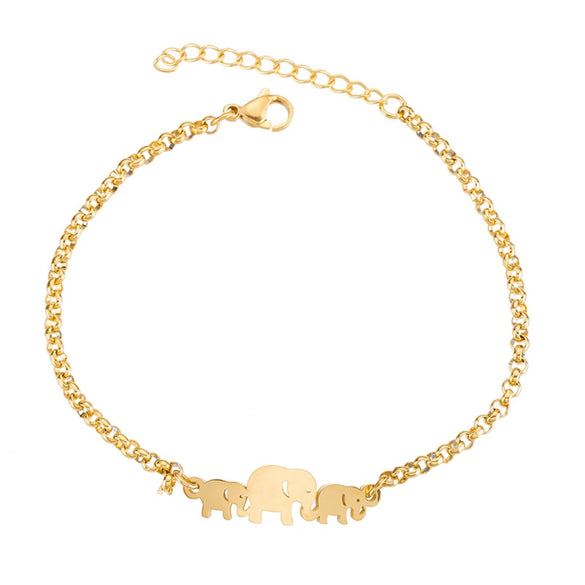 Women's Stainless Steel Elephant And Hollow Butterfly Bracelet With Electroplated Finish Cute Animal Jewelry