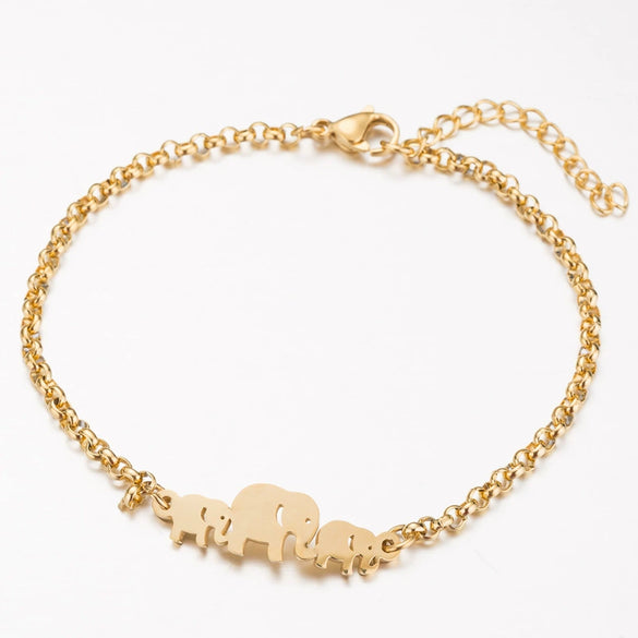 Women's Stainless Steel Elephant And Hollow Butterfly Bracelet With Electroplated Finish Cute Animal Jewelry