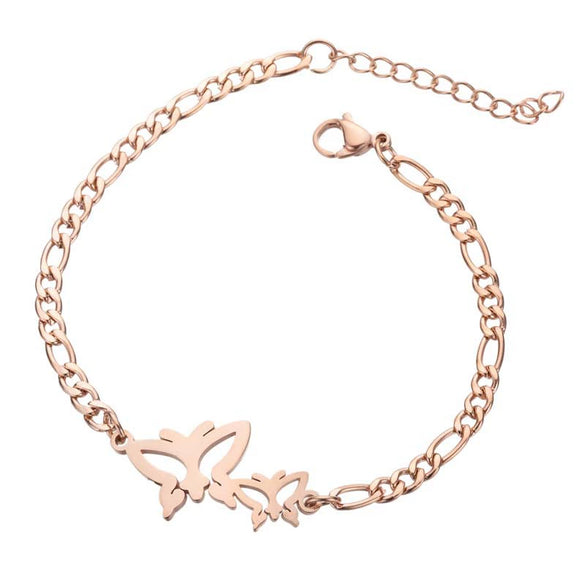 Women's Stainless Steel Elephant And Hollow Butterfly Bracelet With Electroplated Finish Cute Animal Jewelry