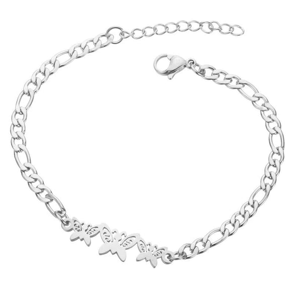 Women's Stainless Steel Elephant And Hollow Butterfly Bracelet With Electroplated Finish Cute Animal Jewelry