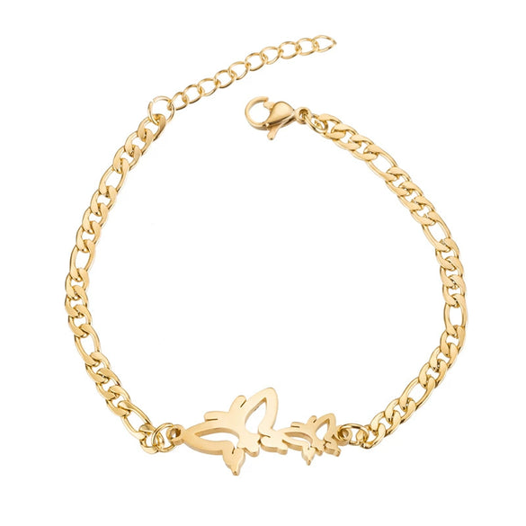 Women's Stainless Steel Elephant And Hollow Butterfly Bracelet With Electroplated Finish Cute Animal Jewelry