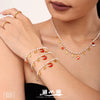 Women's Stainless Steel Enamel Christmas Pendant Necklace And Bracelet Set With Cute Cartoon Shell Bead Design