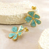 Women's Stainless Steel Enamel Flower Earrings With Non Fading Floral Design Versatile Fashion Jewelry