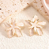 Women’s Stainless Steel Enamel Glaze Flower Earrings With Layered Petal Design Fashion Floral Statement Jewelry
