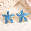 Women’s Stainless Steel Enamel Glaze Flower Earrings With Layered Petal Design Fashion Floral Statement Jewelry