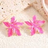Women’s Stainless Steel Enamel Glaze Flower Earrings With Layered Petal Design Fashion Floral Statement Jewelry