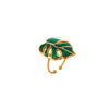 Women’s Stainless Steel Enamel Open Ring With Geometric Leaf And Butterfly Cutout Design And Goldplated Finish