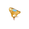 Women's Stainless Steel Evil Eye Open Ring With Enamel And Pearl Inlay Retro Gold Plated Statement Jewelry