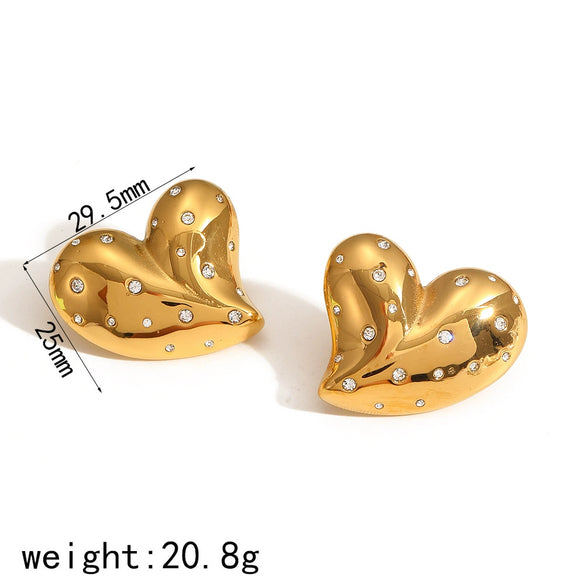Women's Stainless Steel Exaggerated Heart Style Electroplated Earrings