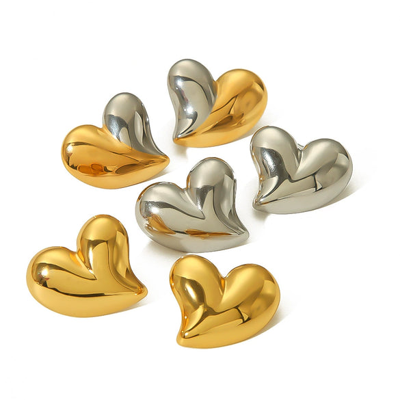 Women's Stainless Steel Exaggerated Heart Style Electroplated Earrings