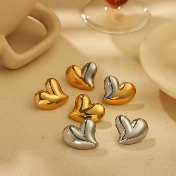 Women's Stainless Steel Exaggerated Heart Style Electroplated Earrings