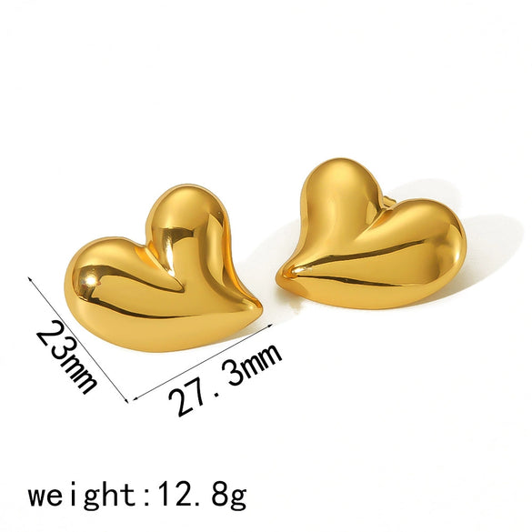 Women's Stainless Steel Exaggerated Heart Style Electroplated Earrings