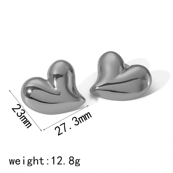 Women's Stainless Steel Exaggerated Heart Style Electroplated Earrings