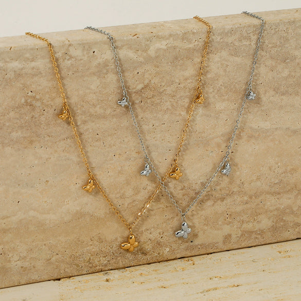 Women's Stainless Steel Fairy Butterfly Pendant Necklace With Vacuum Electroplating