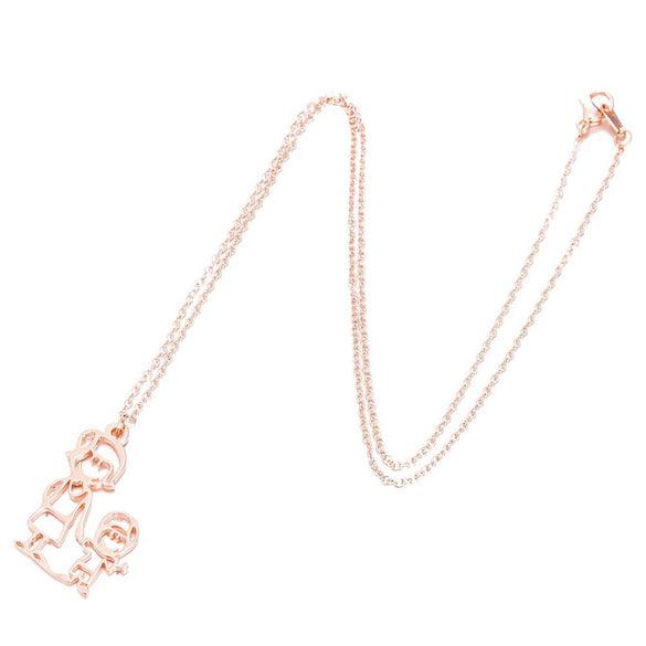 Women's Stainless Steel Familythemed Doll Pendant Necklace With Ochain And Cartoon Character Design Electroplated Finish