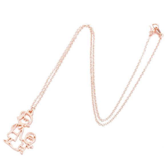 Women's Stainless Steel Familythemed Doll Pendant Necklace With Ochain And Cartoon Character Design Electroplated Finish