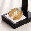 Women's Stainless Steel Fan Shaped Geometric Earrings With Minimalist Radiating Line Design And Stamped Gold Tone Finish