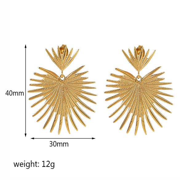 Women's Stainless Steel Fanshaped Tassel Earrings With Geometric Design And Electroplating Treatment