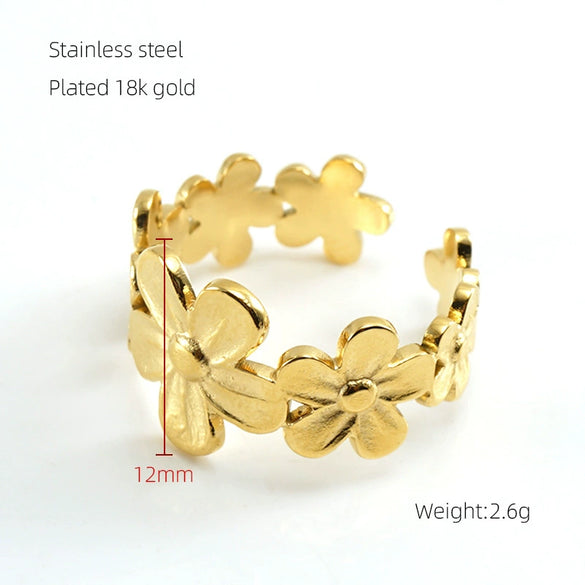 Women's Stainless Steel Fashion Geometric Electroplated Ring With Opening Adjustment