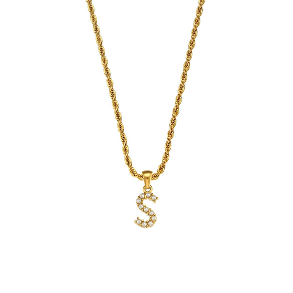 Women's Stainless Steel Fashion Geometric Letter Pendant Twist Chain Necklace With Electroplating