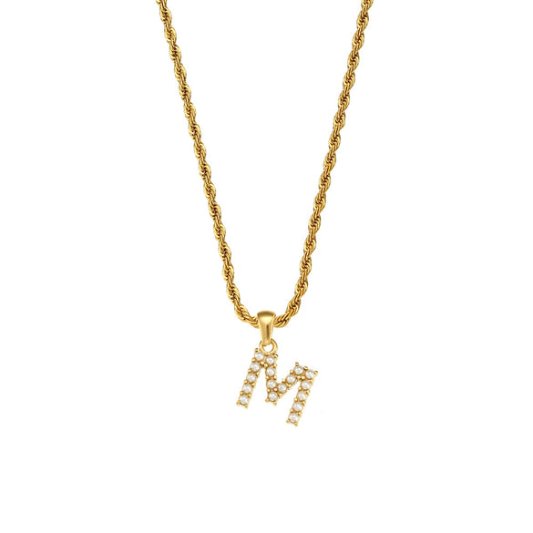 Women's Stainless Steel Fashion Geometric Letter Pendant Twist Chain Necklace With Electroplating